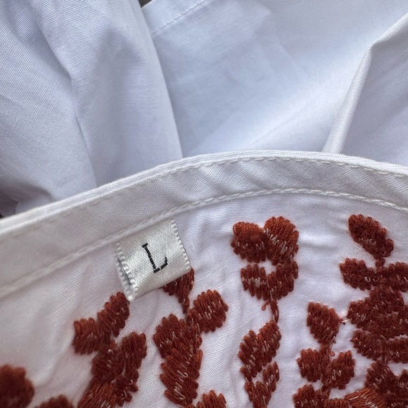 Spirit Dress NWOT White Dress with Orange Floral Embroidery Size L - Picture 3 of 8